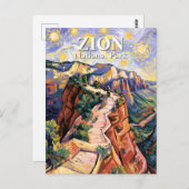 Van Gogh Zion Angels Landing Hiking Trail Custom Postkarte (Vorne/Hinten)