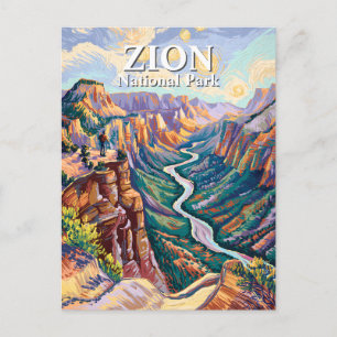 Van Gogh Zion National Park Canyon Fluss Wandern Postkarte