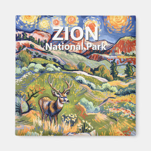 Van Gogh Zion Tier Hirsch Bunt Canyon Benutzerdefi Magnet