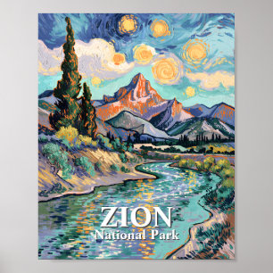 Van Gogh Zion Watchman Virgin River Sonnenuntergan Poster