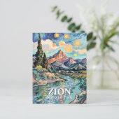 Van Gogh Zion Watchman Virgin River Sunset Custom Postkarte (Stehend Vorderseite)