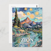 Van Gogh Zion Watchman Virgin River Sunset Custom Postkarte (Vorne/Hinten)