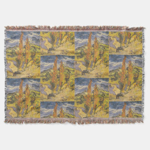 Van Gogh Zwei Pappeln - Lebendige gelbe Naturkunst Decke
