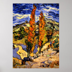 Van Gogh - Zwei Poplars auf einem Hügel - 1889 Poster