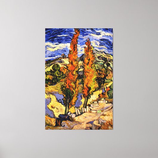 Van Gogh - Zwei Poplars auf einem Hügel Leinwanddruck (Vorderseite)