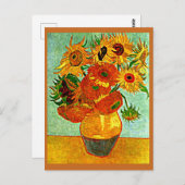 Van Gogh - Zwölf Sonnenblumen mit Mat Postkarte (Vorne/Hinten)