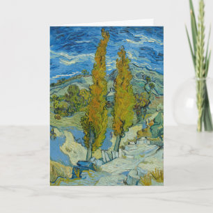 Van Gogh Zypressen - Wirbelnder blauer Himmel Kuns Karte