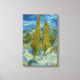Van Gogh Zypressen - Wirbelnder blauer Himmel Kuns Leinwanddruck