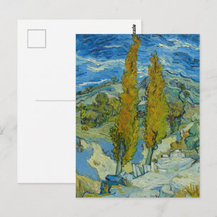 Van Gogh Zypressen - Wirbelnder blauer Himmel Kuns Postkarte