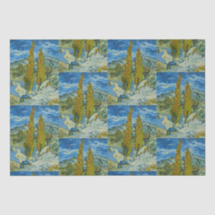 Van Gogh Zypressen - Wirbelnder blauer Himmel Kuns Seidenpapier