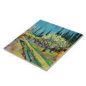 Van Gogh - Zypressenumrandeter Obstgarten Fliese (Seite)
