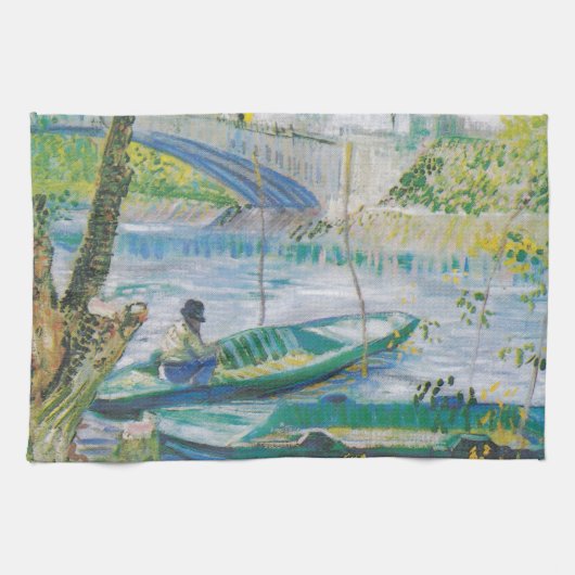 Van Goghfischer und -boote in Pont de Clichy Geschirrtuch (Horizontal)