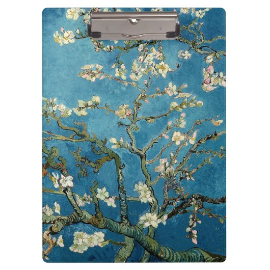 Van- Goghmandel blüht Vintages Blumenblau Klemmbrett (Vorderseite)