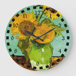 Van Gogh's berühmte Malerei, Sonnenblumen, 1888 Große Wanduhr