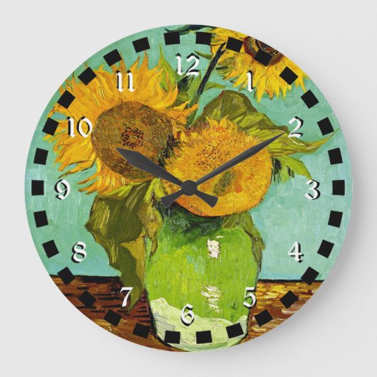 Van Gogh's berühmte Malerei, Sonnenblumen, 1888 Große Wanduhr (Vorderseite)