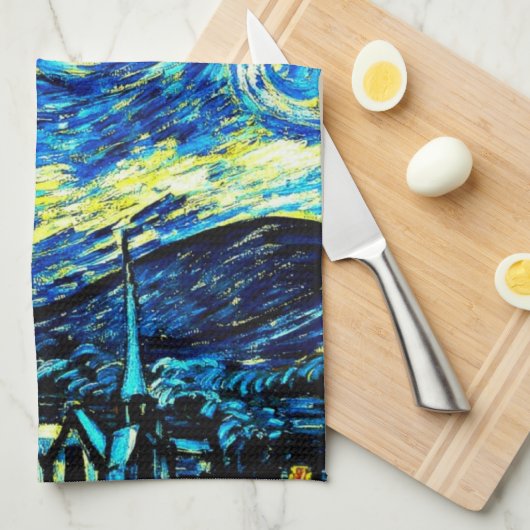 Van Gogh's berühmte Starry Night Geschirrtuch (Viertel Falte)