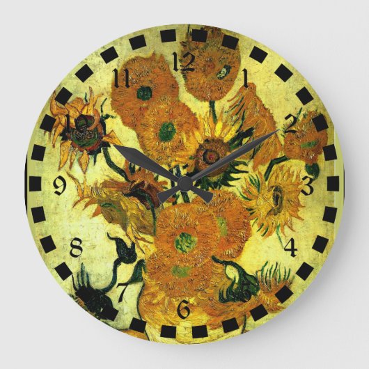 Van Gogh's berühmtes Gemälde, Sonnenblumen 14 Große Wanduhr (Vorderseite)