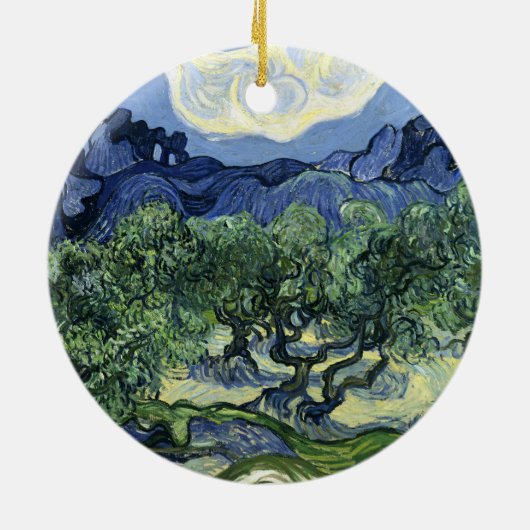 Van Gogh's Landschaftsbild der Olivenbäume Keramik Ornament (Hinten)