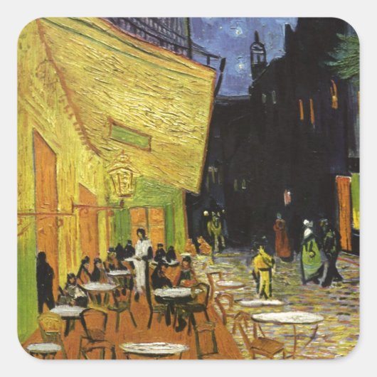 Van Gogh's Night Cafe Quadratischer Aufkleber (Vorderseite)