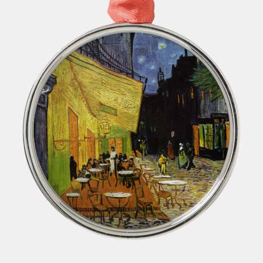 Van Gogh's Night Cafe Silbernes Ornament (Vorne)