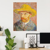 Van Gogh's Selbstportrait mit einem Strohhut Poster (Heimbüro)