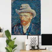 Van Gogh's Selbstportrait mit grauem Filzhut Poster (Heimbüro)
