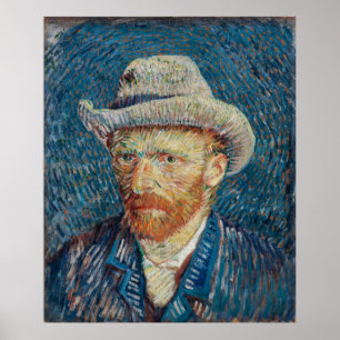 Van Gogh's Selbstportrait mit grauem Filzhut Poster