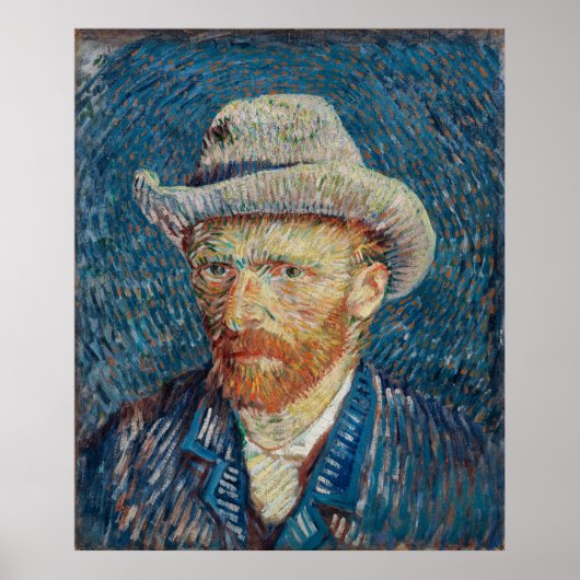 Van Gogh's Selbstportrait mit grauem Filzhut Poster (Vorne)