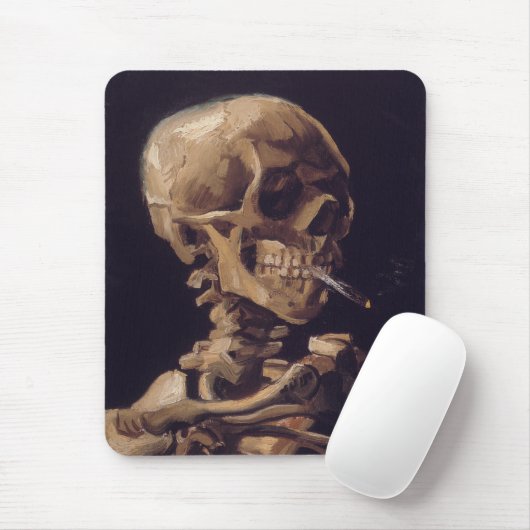Van Gogh's Skelett mit brennender Zigarette Mousepad (Mit Mouse)