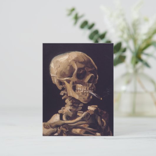 Van Gogh's Skelett mit brennender Zigarette Postkarte (Stehend Vorderseite)
