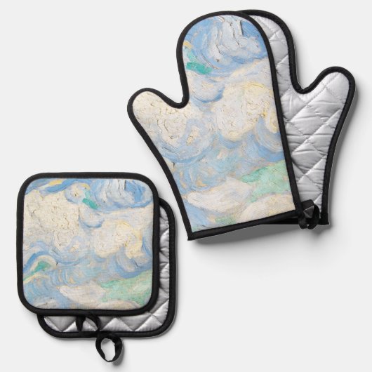 Van Gogh's sky background Ofenhandschuh & Topflappen-Set (Vorderseite/Rückseite)