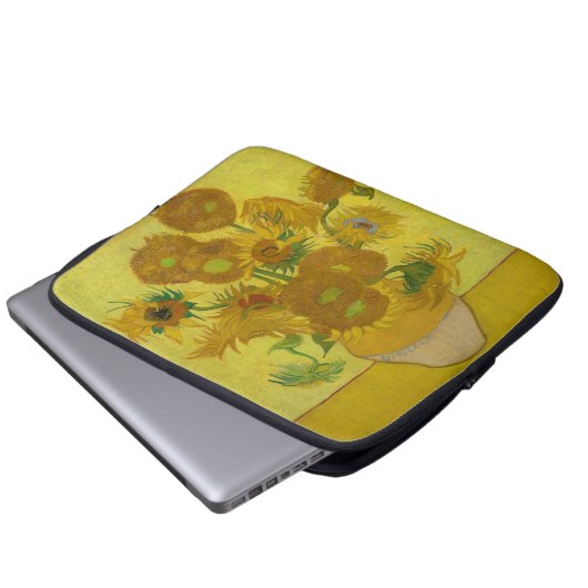 Van Gogh's Sonnenblumen Laptopschutzhülle (Vorne Knopf)