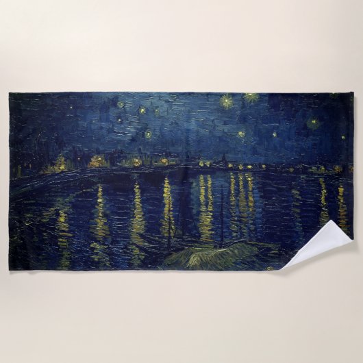 Van Gogh's Starry Night am Rhone Beach Towel Strandtuch (Vorderseite)