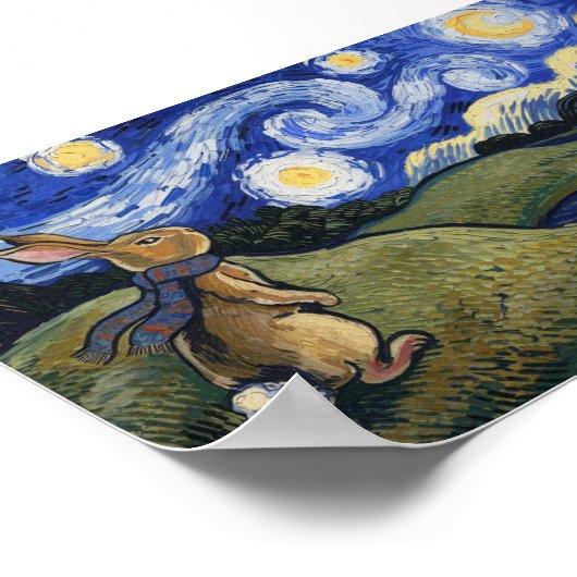 Van Gogh's Starry Night mit Bunny Poster (Ecke)