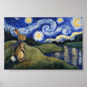 Van Gogh's Starry Night mit Bunny Poster (Vorne)