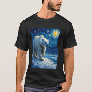 Van Goghs Sternennacht Eisbär Tier T-Shirt