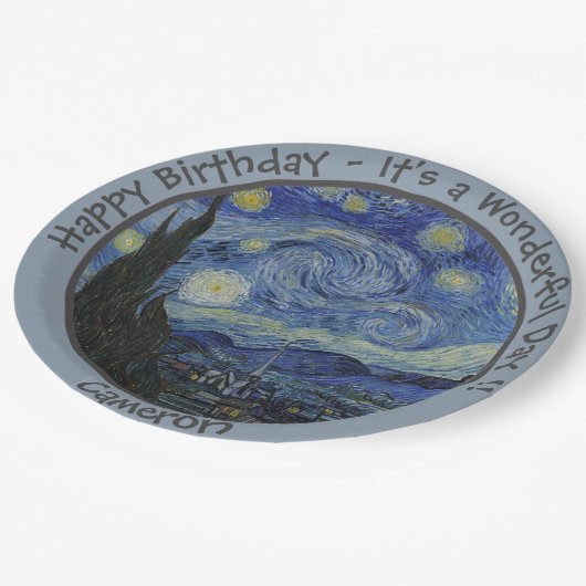 van Gogh's The Starry Night Party Items Collection Pappteller (Schrägansicht)