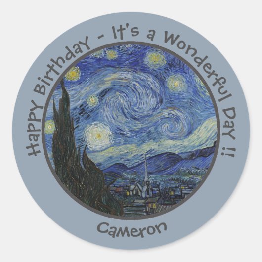van Gogh's The Starry Night Party Items Collection Runder Aufkleber (Vorderseite)
