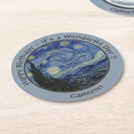 van Gogh's The Starry Night Party Items Collection Runder Pappuntersetzer (Angewinkelt)