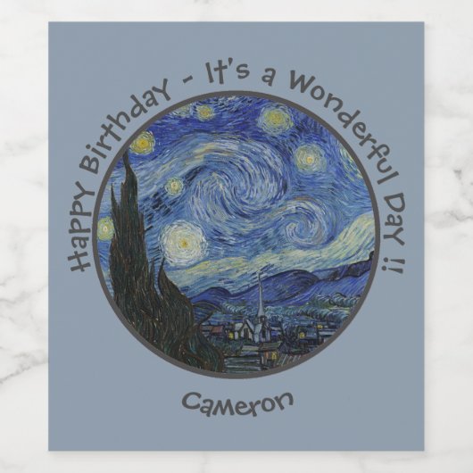 van Gogh's The Starry Night Party Items Collection Weinetikett (Einzelnes Label)