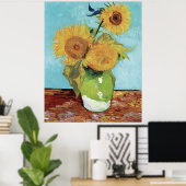 Van Gogh's Vase mit drei Sonnenblumen Poster (Heimbüro)