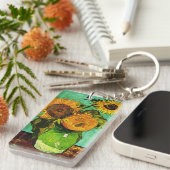 Van Gogh's Vase mit drei Sonnenblumen Schlüsselanhänger (Vorderseite rechts)