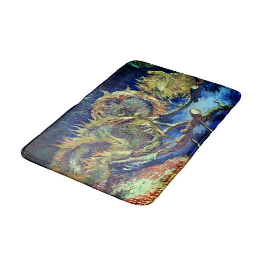 Van Gogh's vier verwitterte Sonnenblumen Badematte (Schrägansicht)
