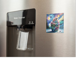 Van Gogh's Whimsy: Cupcake Cosmos Magnet