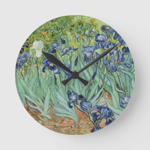 Van- GoghStillleben: Vase mit Iris Runde Wanduhr