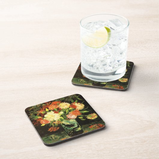 Van- Goghvase mit Gartennelken-Untersetzer Getränkeuntersetzer (Rechte Seite)