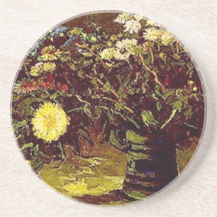 Van- Goghvasen-Blüten-Blumen-Vintage Malerei Sandstein Untersetzer