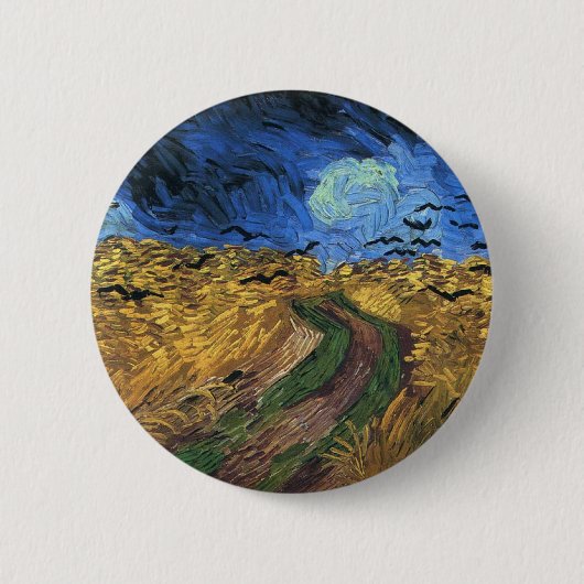 Van GoghWheatfield mit Krähen-Knopf Button (Vorderseite)