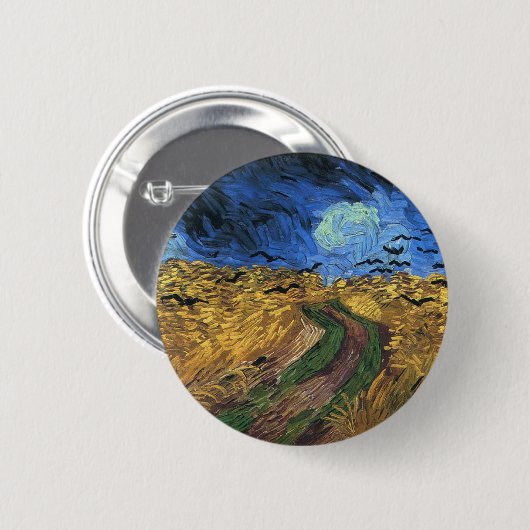 Van GoghWheatfield mit Krähen-Knopf Button (Vorne & Hinten)