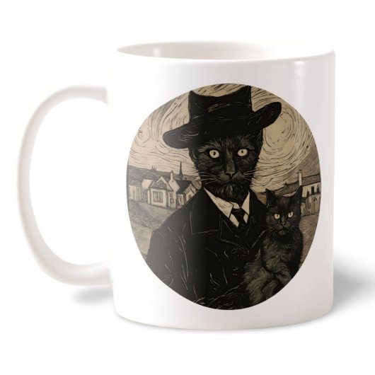 Van Goth Cat Starry Night Gothic Style Kaffeetasse